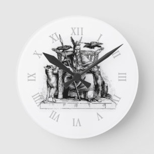 Odin ravens on his stone throne viking mythology runde wanduhr