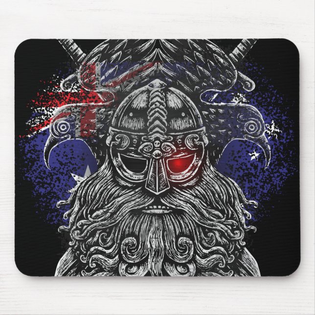 Odin ravens Schwerter Viking Mythology Australien  Mousepad (Vorne)