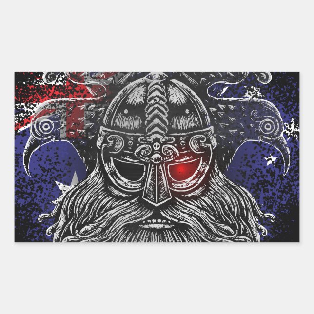 Odin ravens Schwerter Viking Mythology Australien  Rechteckiger Aufkleber (Vorderseite)