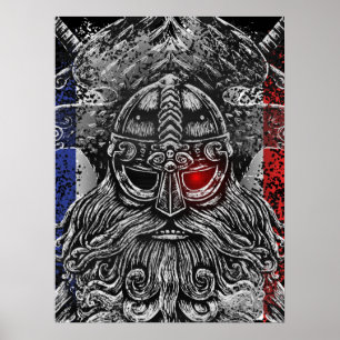 Odin ravens Schwerter Viking Mythology France Flag Poster