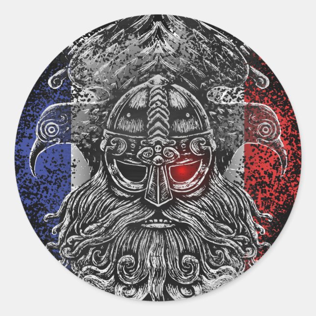 Odin ravens Schwerter Viking Mythology France Flag Runder Aufkleber (Vorderseite)