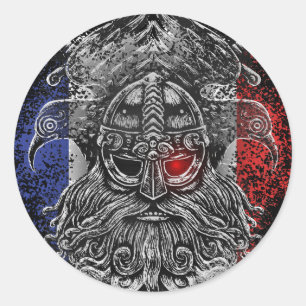 Odin ravens Schwerter Viking Mythology France Flag Runder Aufkleber
