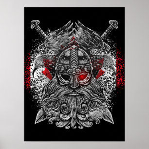 Odin ravens Schwerter Viking Mythology Kanada Flag Poster