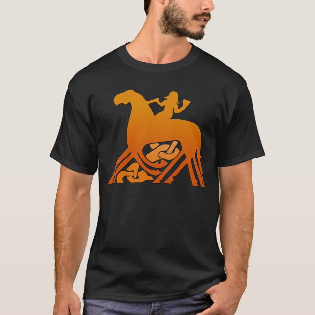 Odin Reiten auf Sleipnir Viking Mythologie T-Shirt (Vorderseite)