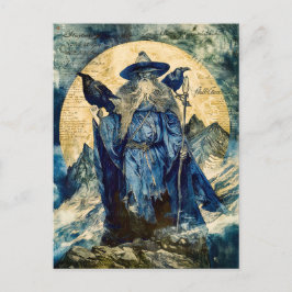 Odin the One Mit Augen mit seinen zwei Ravens Feiertagspostkarte