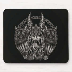 Odin und seine Wölfe Geri und Freki Mousepad