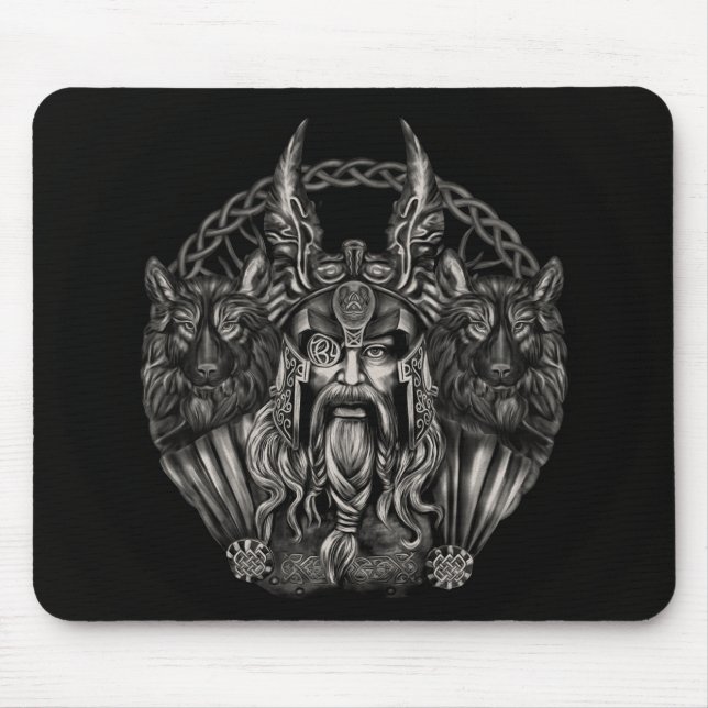 Odin und seine Wölfe Geri und Freki Mousepad (Vorne)