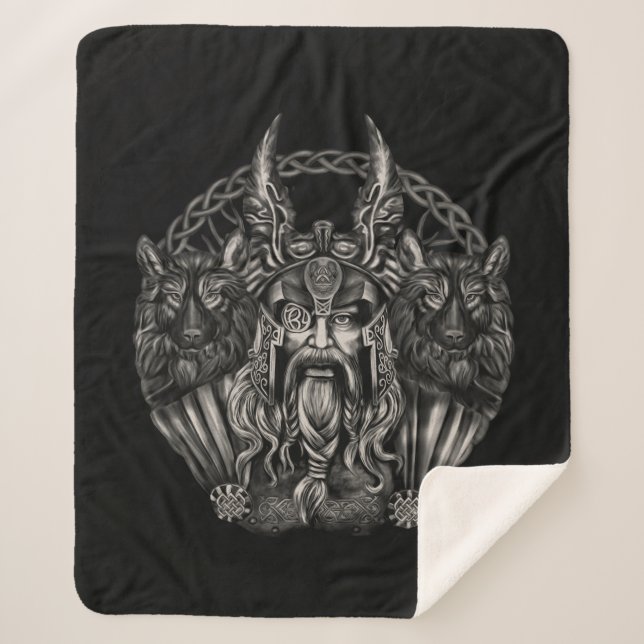 Odin und seine Wölfe Geri und Freki Sherpadecke (Vorderseite)