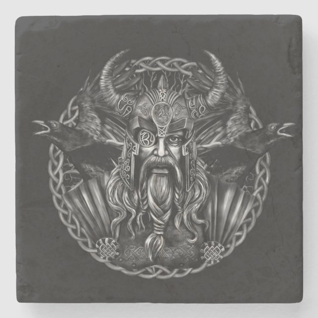 Odin und seins ravens Huginn und Muninn Steinuntersetzer (Vorderseite)