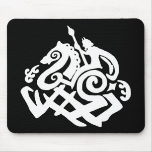 Odin und sleipnir Silhouette Mousepad
