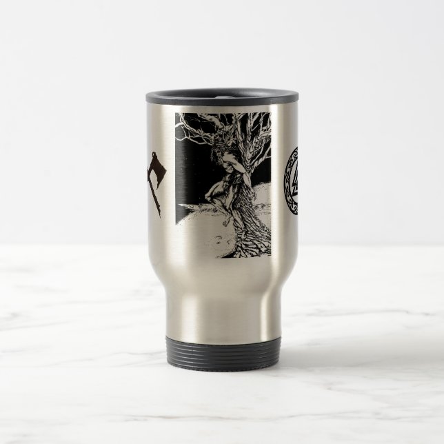 Odin, Wikinger-Gott-rostfreier Stahl-Reise-Tasse Reisebecher (Mittel)