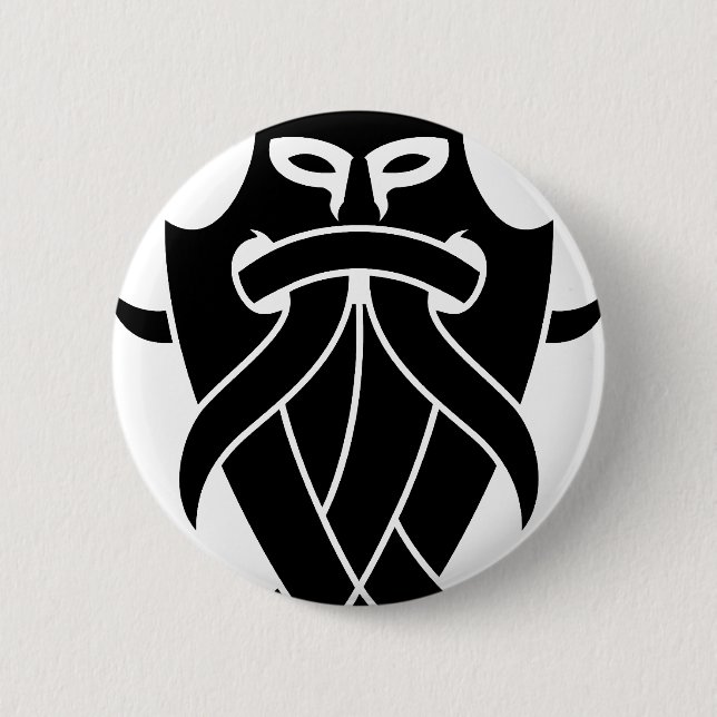Odins Maske Stammes- (Schwarzes) Button (Vorderseite)