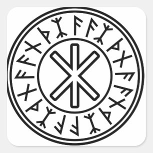 Odin's Protection No.2 (schwarz) Quadratischer Aufkleber