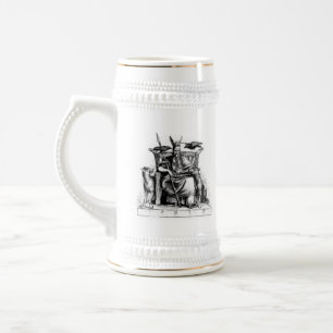 Odins Raben auf steinernem Thron Wikinger-Mytholog Bierglas
