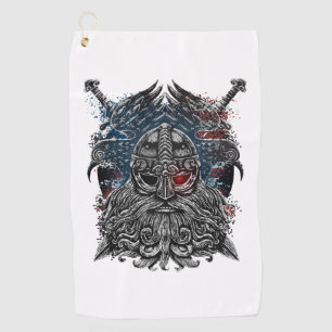 Odins Raben und Schwerter Wikinger-Mythologie USA- Golfhandtuch