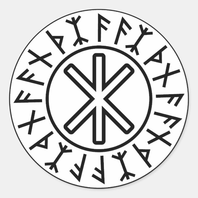 Odins Schutz No.2 (Schwarzes) Runder Aufkleber (Vorderseite)