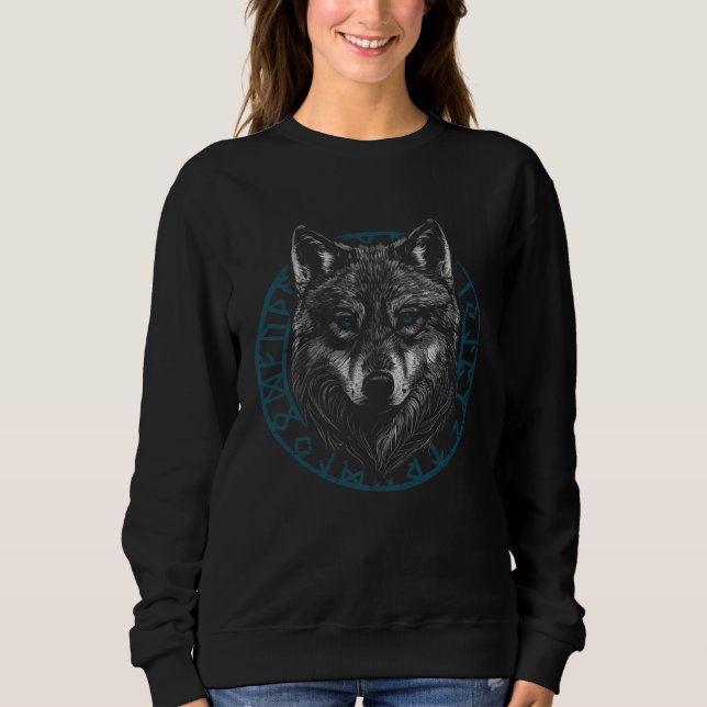 Odins Wolf Norse Mythology Viking Wolves Celtic Ru Sweatshirt (Vorderseite)