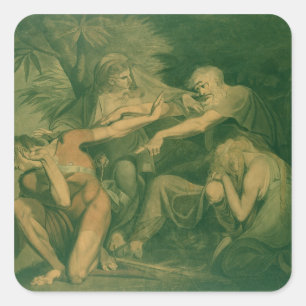 Ödipus, der seinen Sohn Polynices verflucht - "zu Quadratischer Aufkleber