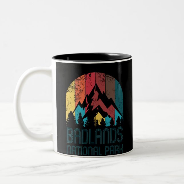 Ödland-Nationalpark-Retro beunruhigtes Geschenk Zweifarbige Tasse (Links)