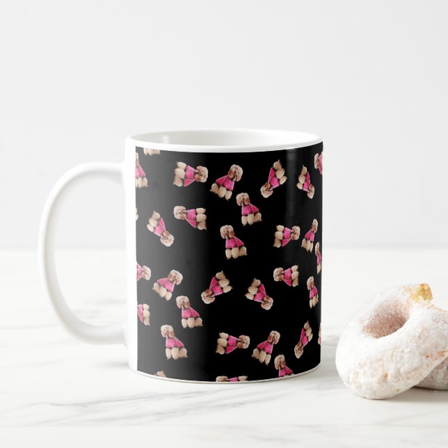 Odles of Poodles (rosa auf schwarz) Kaffeetasse (Mit Donut)
