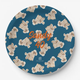 Odles of Poodles (Weiß auf Blau) Party Pappteller