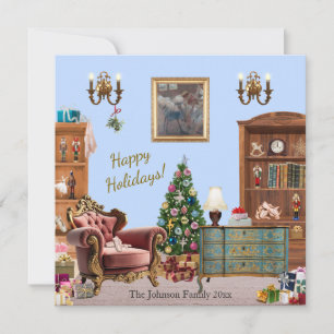 Odo to the Nutcracker Ballet Blue Holiday Card
