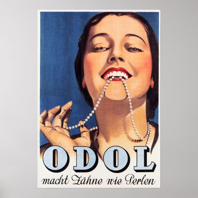 ODOL Toothpaste Pearl White Teeth German Retro Poster (Vorne)