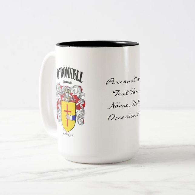 O'Donnell Familienwappen, Übersetzung und Bedeutun Zweifarbige Tasse (Vorderseite Links)