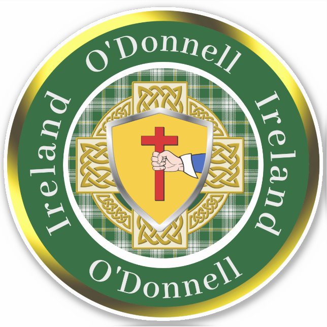 O'Donnell Irish Shield/Celtic Cross Personalisiert Aufkleber (Vorderseite)
