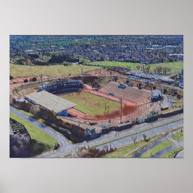 Odsal-Stadion, Bradford Luftbild Kunst Poster (Vorne)