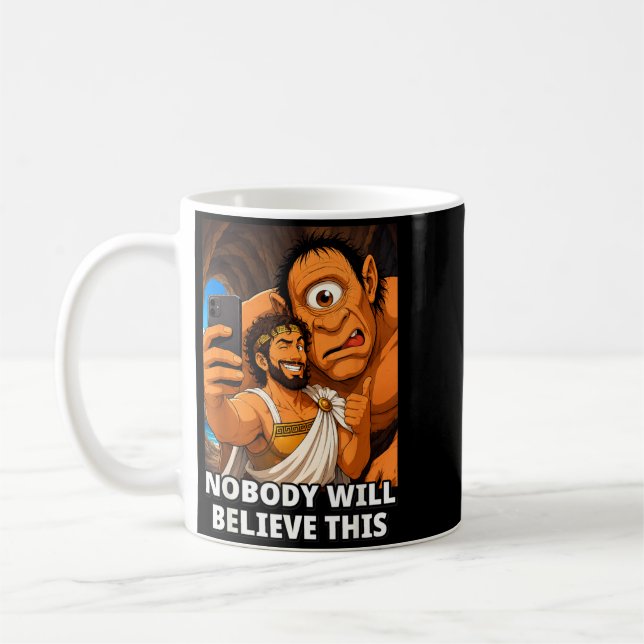 Odysseus aus Homers Odyssee Selfie mit Kaffeetasse (Links)