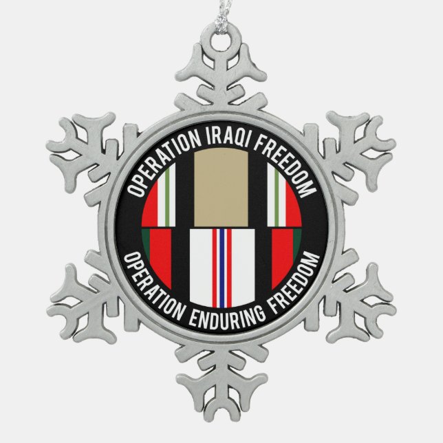 OEF - OIF SCHNEEFLOCKEN Zinn-Ornament (Vorderseite)