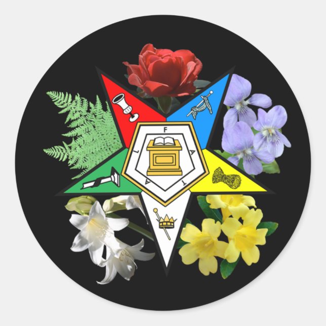 OES Floral Emblem Runder Aufkleber (Vorderseite)
