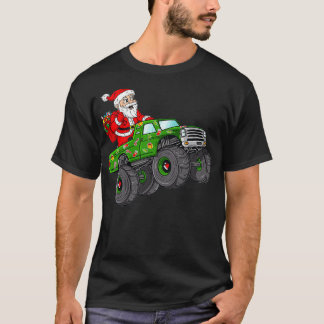 of Christmas Santa Claus Riding In Monster Truck B T-Shirt