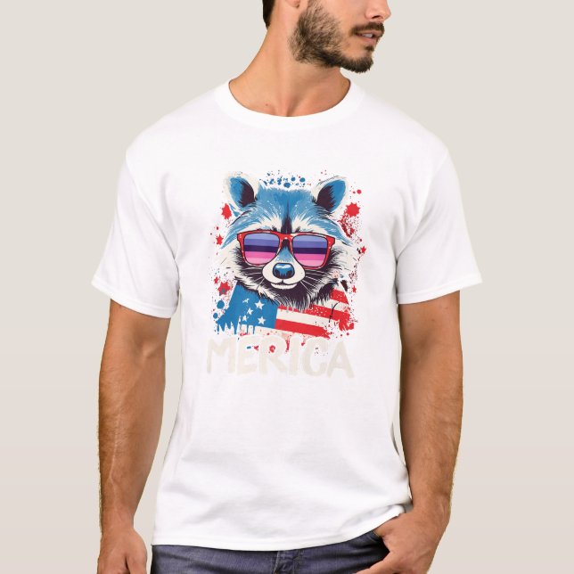 Of July Merica Raccoon T-Shirt (Vorderseite)