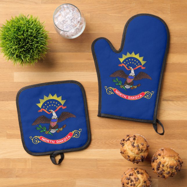 Ofen Mitt, Pot Holders mit der Flagge von North Da Ofenhandschuh & Topflappen-Set (Oben Unten)