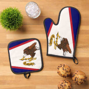 Ofen Mitt, Pot Holders mit Fahne von Amerikanisch- Ofenhandschuh & Topflappen-Set