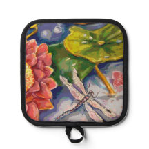 Ofen-Mitt und Pothalter - Dragonfly & Waterlilly