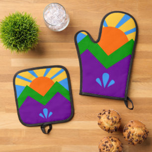 Ofen-Mitt- und Pothalter, Flagge von Manitou Sprin Ofenhandschuh & Topflappen-Set