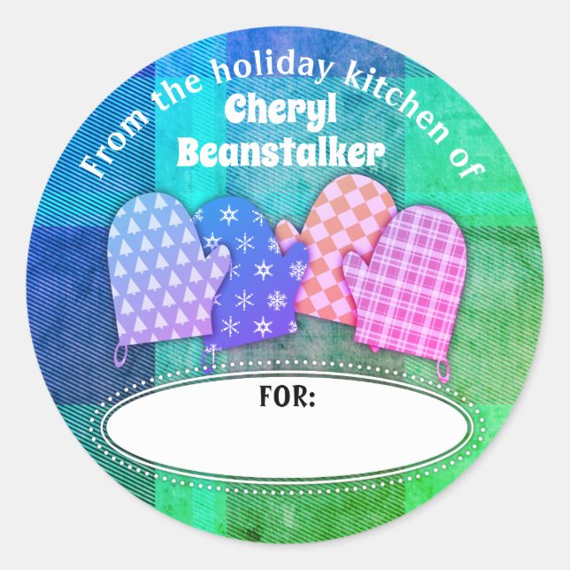 Ofen Mitt Weihnachten aus der Küche des Aufklebers Runder Aufkleber (Vorderseite)