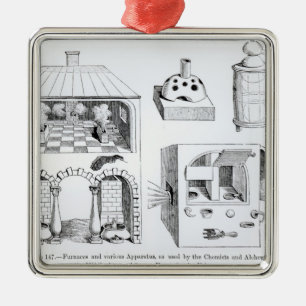 Öfen und verschiedener Apparat Silbernes Ornament