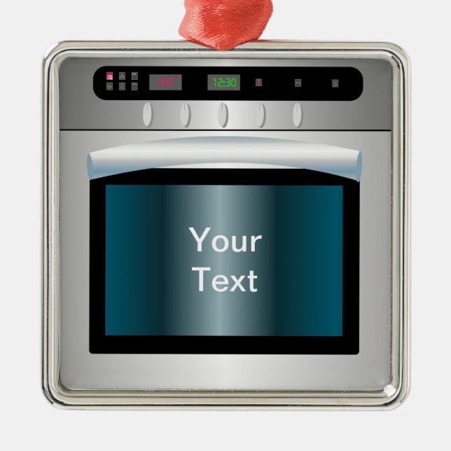 Ofengraphik mit personalisiertem Text Silbernes Ornament (Vorne)