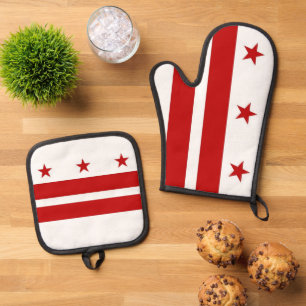 Ofenhandschuh, Topflappen, Flagge von Washington D Ofenhandschuh & Topflappen-Set