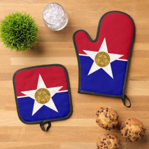 Ofenhandschuh, Topflappen mit Flagge von Dallas, U Ofenhandschuh & Topflappen-Set