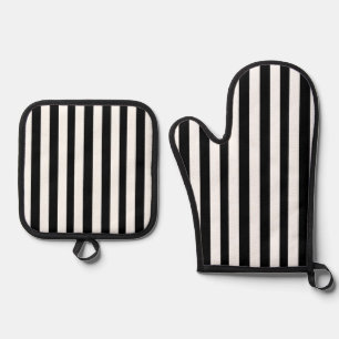 Ofenhandschuh & Topflappen Schwarz-Weiß-Streifen Topflappen-Set