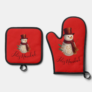 Ofenhandschuh & Topflappen-Set - Feliz Navidad
