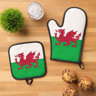 Ofenhandschuh und Topflappen, Flagge von Wales & Topflappen-Set