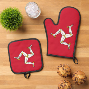 Ofenhandschuh und Topflappen mit der Flagge der Is & Topflappen-Set
