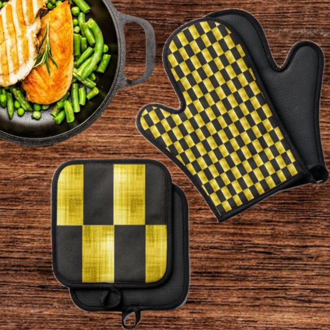Ofenhandschuh und Topflappen & Topflappen-Set (This oven mitt and pot holder set, us just right for that gourmet cook!)