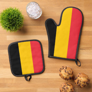 Ofenhandschuhe und Topflappen, Belgien-Flagge Ofenhandschuh & Topflappen-Set